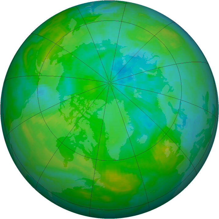 Arctic ozone map for 15 August 1985